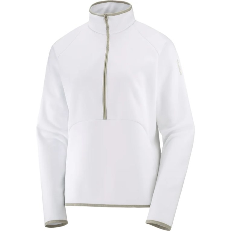 Dámské Bundy Salomon Essential Warm Half Zip Bílé | CZ 07IXSVU